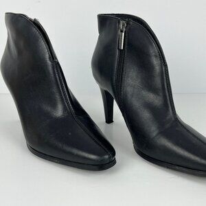 Valdini Bessie Bootie Size 7 Black High Heels 3in Almond Toe Zip Leather